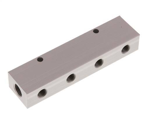 2xG 1/4'' x 8xG 1/8'' Aluminium Verteilerblock Doppelseitig 16 bar