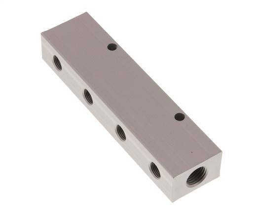 2xG 1/4'' x 8xG 1/8'' Aluminium Verteilerblock Doppelseitig 16 bar