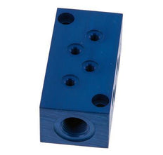 2xG 1/4'' x 8xM5 Aluminium Verteilerblock einseitig 16 bar