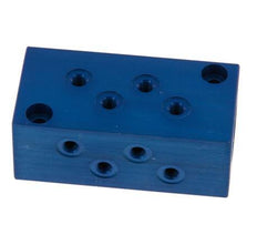 2xG 1/4'' x 8xM5 Aluminium Verteilerblock einseitig 16 bar