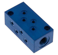 2xG 1/4'' x 8xM5 Aluminium Verteilerblock einseitig 16 bar