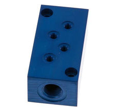 2xG 1/4'' x 8xM5 Aluminium Verteilerblock einseitig 16 bar