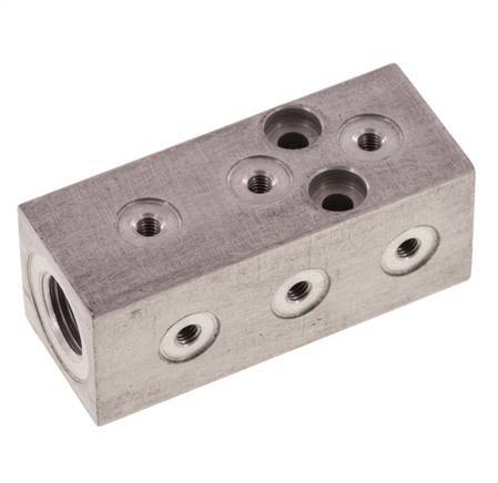 1xG 1/8'' x 9xM3 Aluminium Distributor Block One-sided 16 Bar