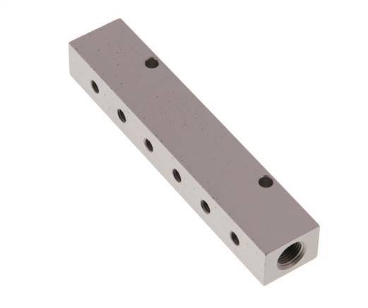 2xG 1/8'' x 12xM5 Aluminium Verteilerblock Doppelseitig 16 bar