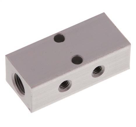 2xG 1/8'' x 4xM5 Aluminium Verteilerblock Doppelseitig 16 bar