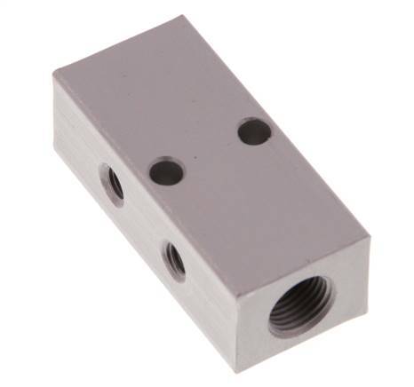 2xG 1/8'' x 4xM5 Aluminium Verteilerblock Doppelseitig 16 bar