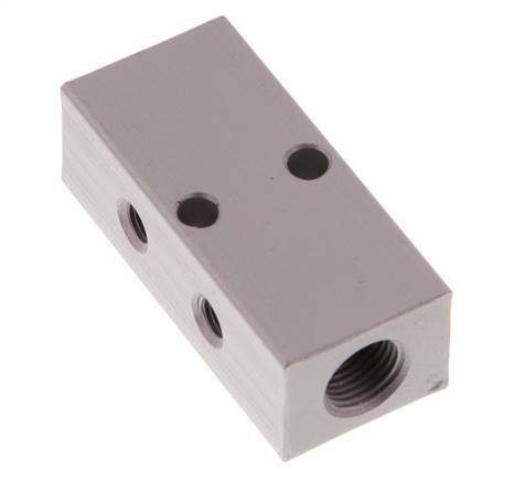 2xG 1/8'' x 4xM5 Aluminium Verteilerblock Doppelseitig 16 bar