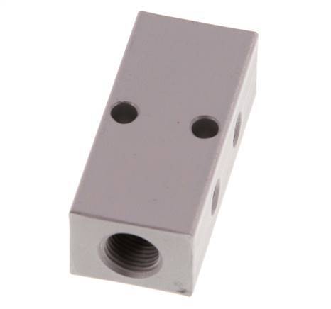 2xG 1/8'' x 4xM5 Aluminium Verteilerblock Doppelseitig 16 bar