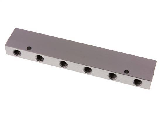 2xG 3/8'' x 12xG 1/4'' Aluminium Verteilerblock Doppelseitig 16 bar