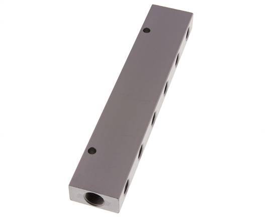 2xG 3/8'' x 12xG 1/4'' Aluminium Verteilerblock Doppelseitig 16 bar