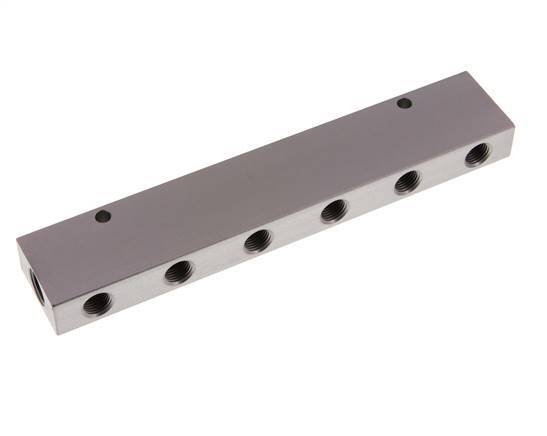 2xG 3/8'' x 12xG 1/4'' Aluminium Verteilerblock Doppelseitig 16 bar