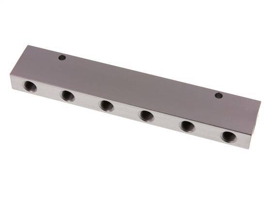 2xG 3/8'' x 12xG 1/4'' Aluminium Verteilerblock Doppelseitig 16 bar