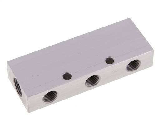2xG 3/8'' x 6xG 1/4'' Aluminium Verteilerblock Doppelseitig 16 bar