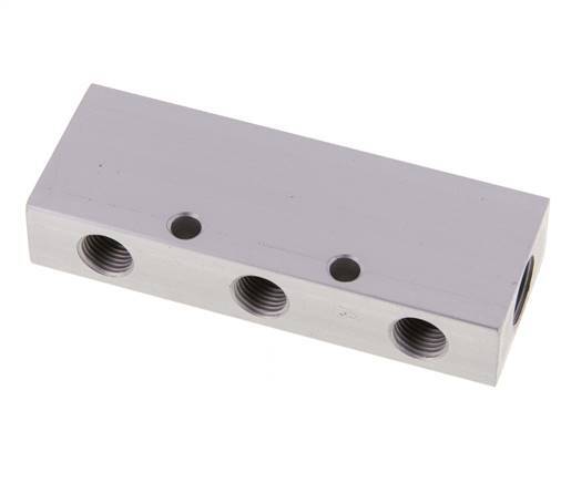 2xG 3/8'' x 6xG 1/4'' Aluminium Verteilerblock Doppelseitig 16 bar