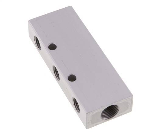 2xG 3/8'' x 6xG 1/4'' Aluminium Verteilerblock Doppelseitig 16 bar