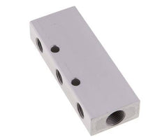 2xG 3/8'' x 6xG 1/4'' Aluminium Verteilerblock Doppelseitig 16 bar