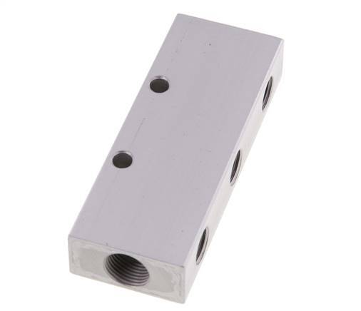 2xG 3/8'' x 6xG 1/4'' Aluminium Verteilerblock Doppelseitig 16 bar