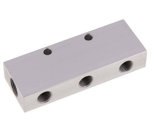 2xG 3/8'' x 6xG 1/4'' Aluminium Verteilerblock Doppelseitig 16 bar