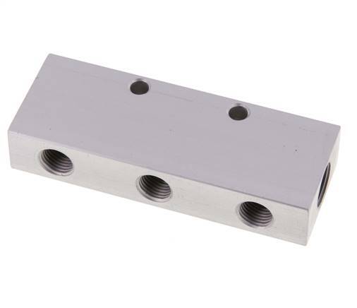 2xG 3/8'' x 6xG 1/4'' Aluminium Verteilerblock Doppelseitig 16 bar