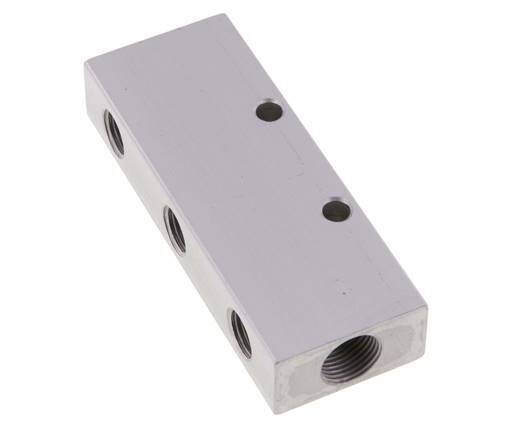 2xG 3/8'' x 6xG 1/4'' Aluminium Verteilerblock Doppelseitig 16 bar