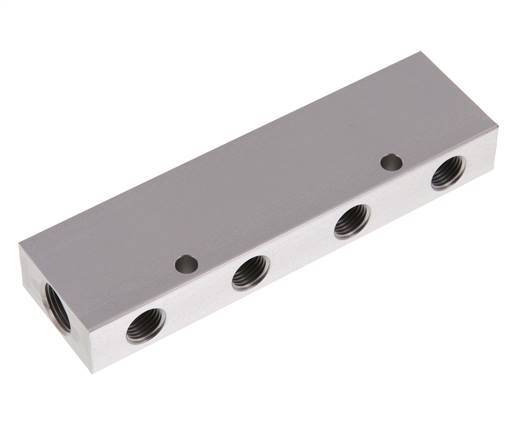 2xG 3/8'' x 8xG 1/4'' Aluminium Verteilerblock Doppelseitig 16 bar