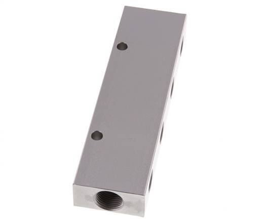 2xG 3/8'' x 8xG 1/4'' Aluminium Verteilerblock Doppelseitig 16 bar