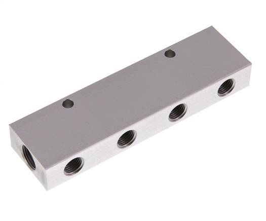 2xG 3/8'' x 8xG 1/4'' Aluminium Verteilerblock Doppelseitig 16 bar