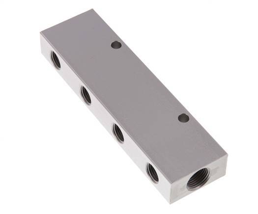 2xG 3/8'' x 8xG 1/4'' Aluminium Verteilerblock Doppelseitig 16 bar