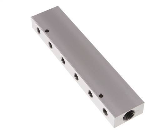 2xG 3/8'' x 12xG 1/8'' Aluminium Verteilerblock Doppelseitig 16 bar