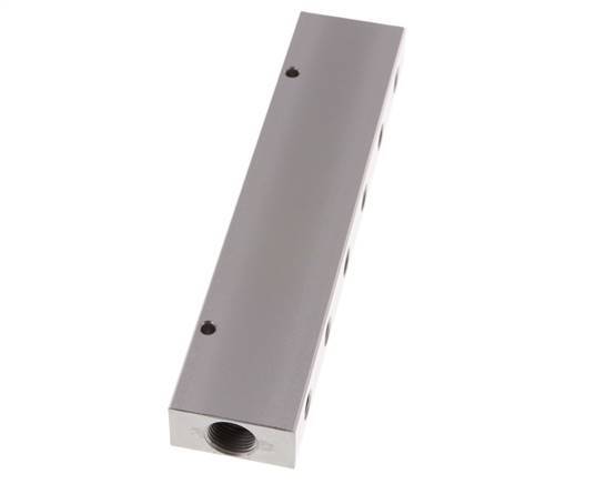 2xG 3/8'' x 12xG 1/8'' Aluminium Verteilerblock Doppelseitig 16 bar