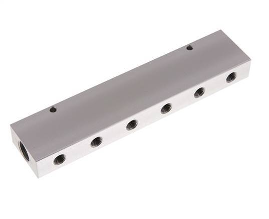 2xG 3/8'' x 12xG 1/8'' Aluminium Verteilerblock Doppelseitig 16 bar