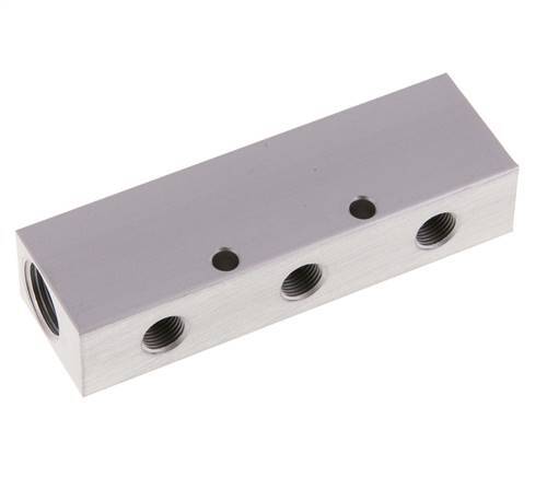 2xG 3/8'' x 3xG 1/8'' Aluminium Verteilerblock einseitig 16 bar