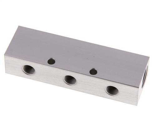 2xG 3/8'' x 3xG 1/8'' Aluminium Verteilerblock einseitig 16 bar