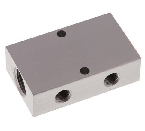 2xG 3/8'' x 4xG 1/8'' Aluminium Distributor Block Double-sided 16 Bar
