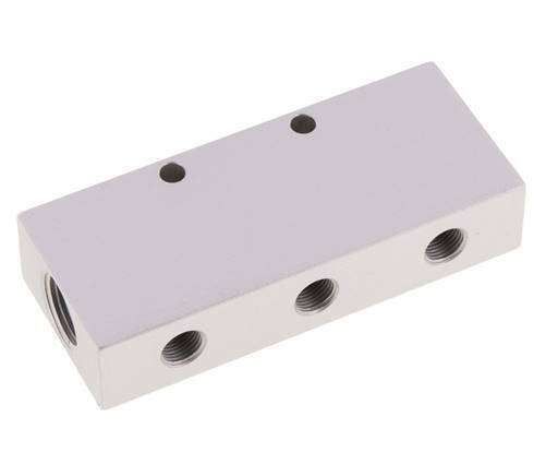 2xG 3/8'' x 6xG 1/8'' Aluminium Verteilerblock Doppelseitig 16 bar