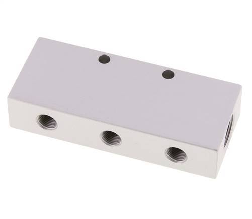 2xG 3/8'' x 6xG 1/8'' Aluminium Verteilerblock Doppelseitig 16 bar