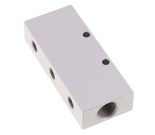 2xG 3/8'' x 6xG 1/8'' Aluminium Verteilerblock Doppelseitig 16 bar