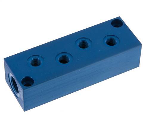 2xG 3/8'' x 8xG 1/8'' Aluminium Verteilerblock einseitig 16 bar