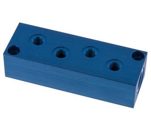 2xG 3/8'' x 8xG 1/8'' Aluminium Verteilerblock einseitig 16 bar