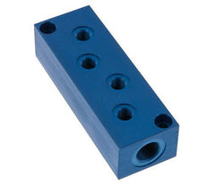 2xG 3/8'' x 8xG 1/8'' Aluminium Verteilerblock einseitig 16 bar