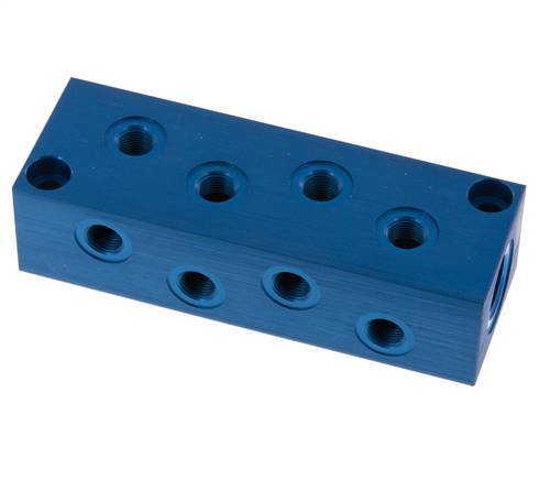 2xG 3/8'' x 8xG 1/8'' Aluminium Verteilerblock einseitig 16 bar