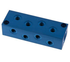 2xG 3/8'' x 8xG 1/8'' Aluminium Verteilerblock einseitig 16 bar