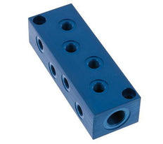 2xG 3/8'' x 8xG 1/8'' Aluminium Verteilerblock einseitig 16 bar