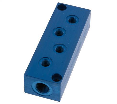 2xG 3/8'' x 8xG 1/8'' Aluminium Verteilerblock einseitig 16 bar