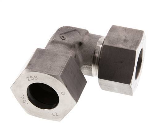 25S Edelstahl 90-Grad-Bogen Schneidring 400 Bar DIN 2353