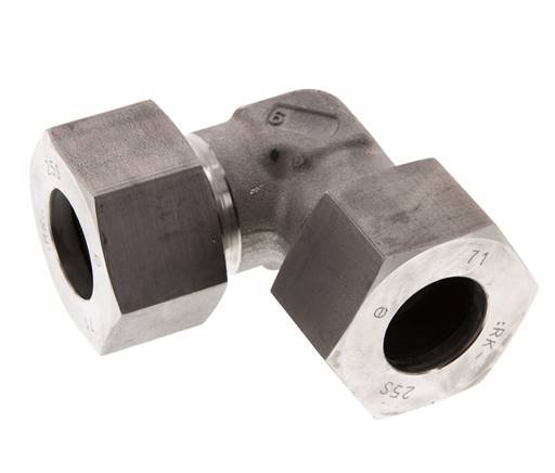 25S Edelstahl 90-Grad-Bogen Schneidring 400 Bar DIN 2353