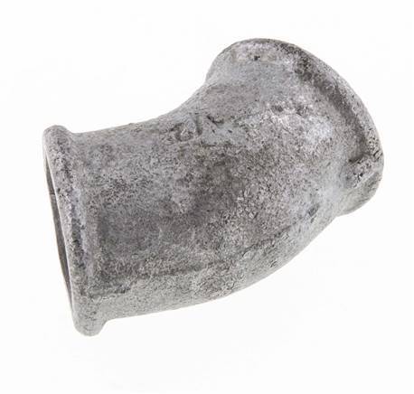 Rp 1/2'' Zinc plated Cast iron 45 deg Elbow Fitting 25 Bar [2 Pieces]