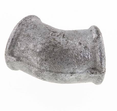 Rp 1/2'' Zinc plated Cast iron 45 deg Elbow Fitting 25 Bar [2 Pieces]