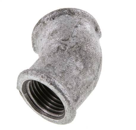 Rp 1/2'' Zinc plated Cast iron 45 deg Elbow Fitting 25 Bar [2 Pieces]