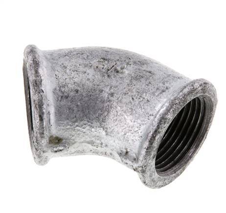 Rp 3/4'' Zinc plated Cast iron 45 deg Elbow Fitting 25 Bar [2 Pieces]